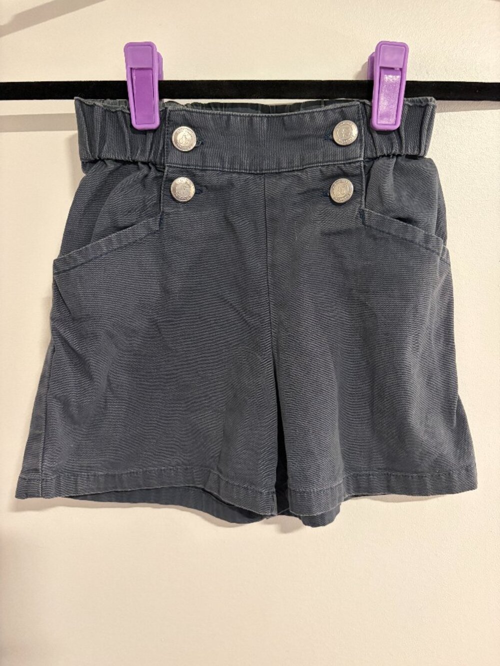 Bonpoint navy blue sailor shorts with silver buttons size 6